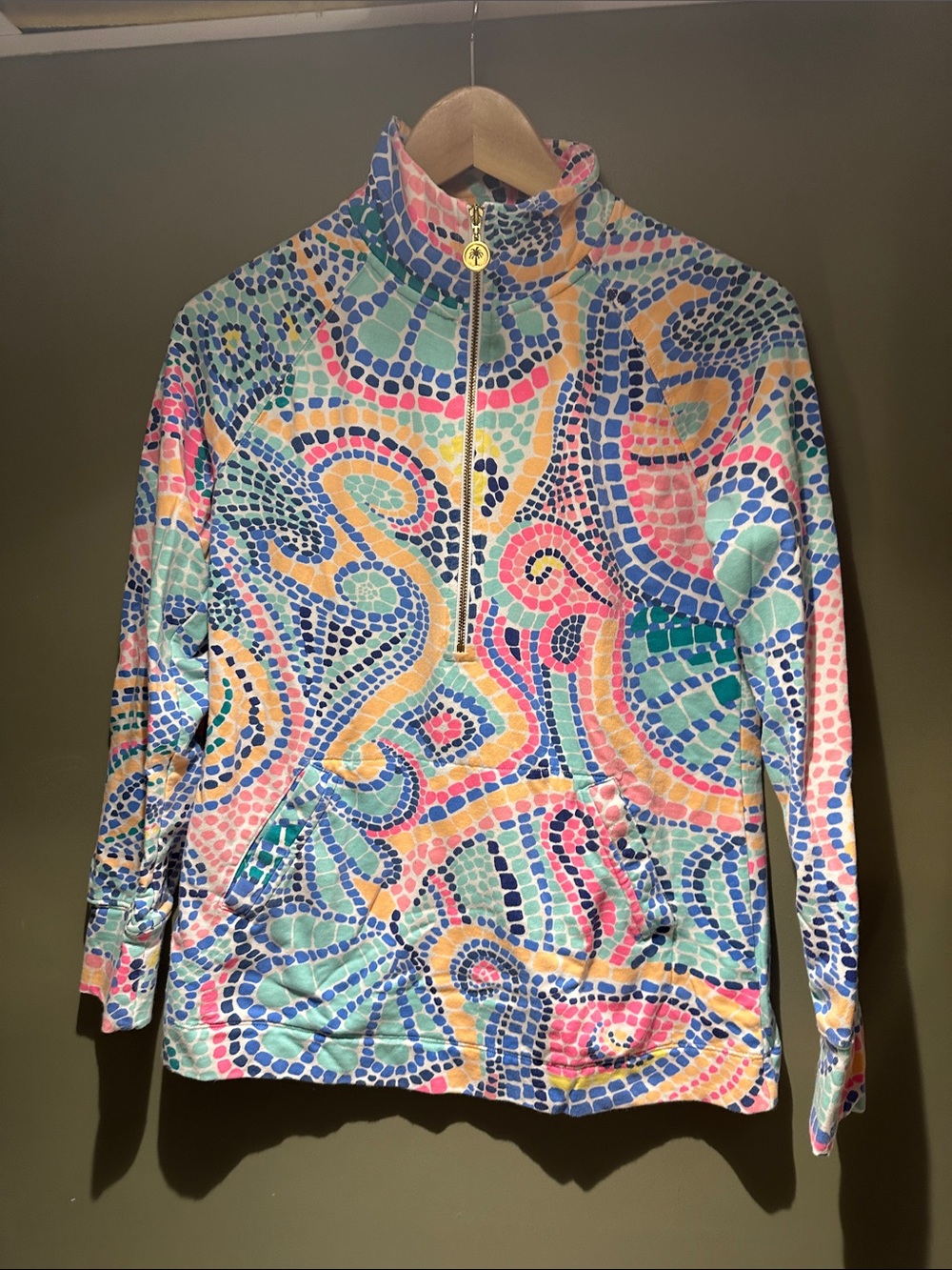 Lilly Pulitzer Women’s Multicolor Mosaic-Print Quarter-Zip Utility Jacket sz XS